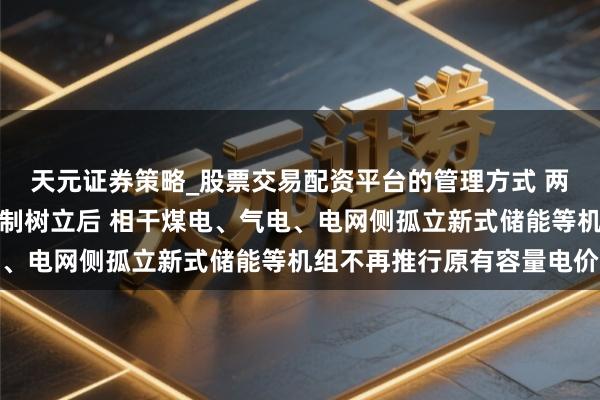 天元证券策略_股票交易配资平台的管理方式 两部门：可靠容量赔偿机制树立后 相干煤电、气电、电网侧孤立新式储能等机组不再推行原有容量电价