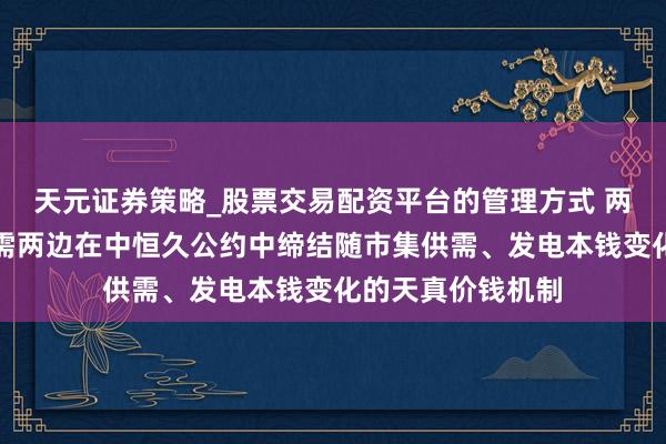 天元证券策略_股票交易配资平台的管理方式 两部门：饱读动供需两边在中恒久公约中缔结随市集供需、发电本钱变化的天真价钱机制