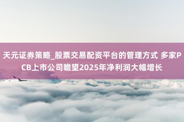 天元证券策略_股票交易配资平台的管理方式 多家PCB上市公司瞻望2025年净利润大幅增长